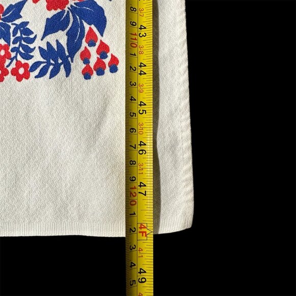Vintage Wall Hanging Curtain Tapestry Towel Floral Ducks Red Blue Cotton 1950s - Picture 5 of 12